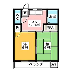 メゾンミヤマエA 2DKの間取図画像
