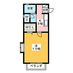 カーサベルデA棟 1Kの間取図画像
