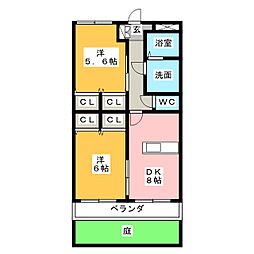 プレステージジン 2DKの間取図画像