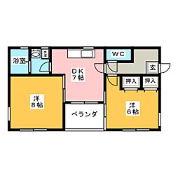メゾンNK 2DKの間取図画像