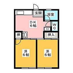 ラビデンスSAWA 2DKの間取図画像
