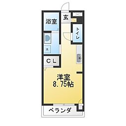 ルシミエントB ワンルームの間取図画像