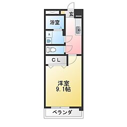 マンション亀山 1Kの間取図画像