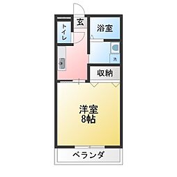 フラワーアイランドのぼの 1Kの間取図画像