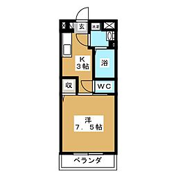 アーバンヒル 1Kの間取図画像