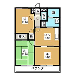 サンモールハイツ 3DKの間取図画像