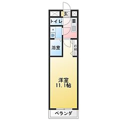 プレミール川崎 1Kの間取図画像