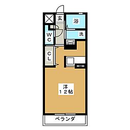 エクウスイート1 ワンルームの間取図画像