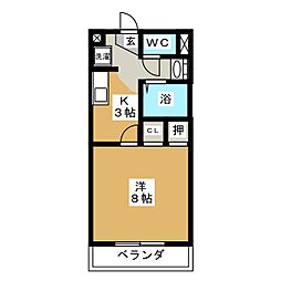 アジュール 1Kの間取図画像