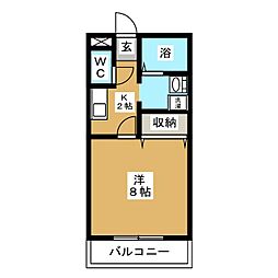 第四アーバンハイツ 1Kの間取図画像