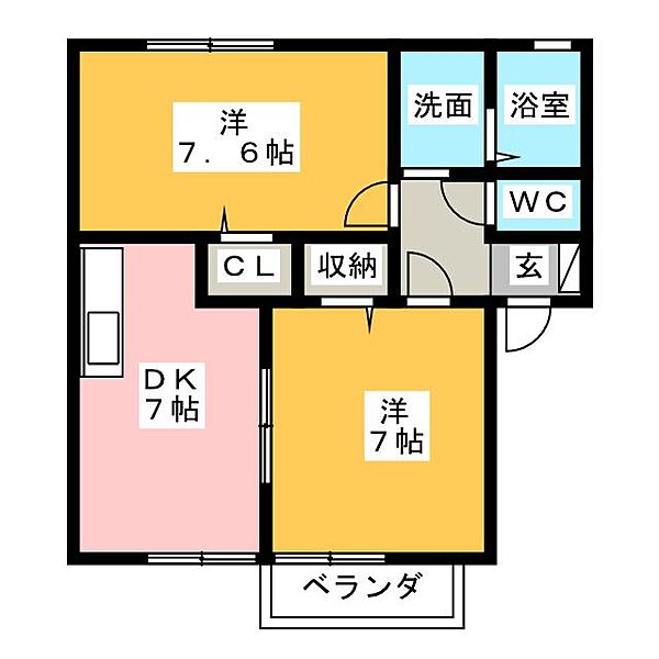コスモスハウスＡ ｜三重県松阪市甚目町(賃貸アパート2DK・2階・48.75㎡)の写真 その2