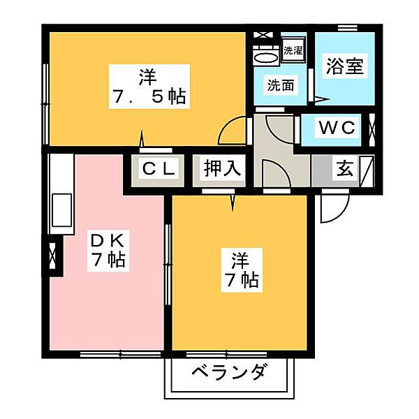 Ｓｈｉｎｅ　ａｒｋ　D ｜三重県松阪市甚目町(賃貸アパート2DK・1階・48.99㎡)の写真 その2