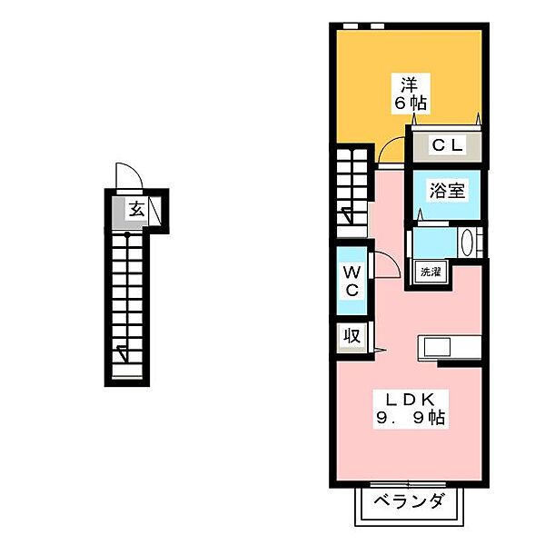 ボニートI ｜三重県松阪市大津町(賃貸アパート1LDK・2階・42.37㎡)の写真 その2