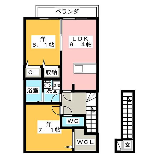 Ｌｅ．Ｐｒｅｍｉｅｒ ｜三重県松阪市大口町(賃貸アパート2LDK・2階・59.46㎡)の写真 その2