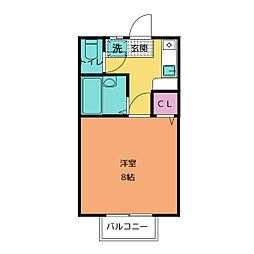 ロイヤルハイツ朋友 2階1Kの間取り