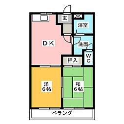 サンパレスSAKAI 2DKの間取図画像