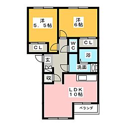 グランベルハウス 2LDKの間取図画像