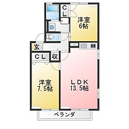 シャトーA 3DKの間取図画像