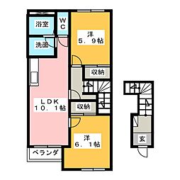 プランドール 2LDKの間取図画像