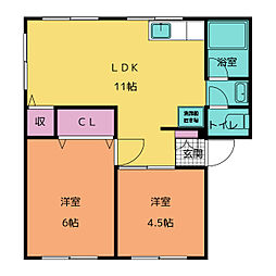 メゾンきんごろーB 2LDKの間取図画像