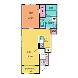 フレンズ久保 B 1LDKの間取図画像
