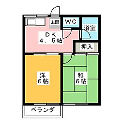 コーポYOU5 2DKの間取図画像