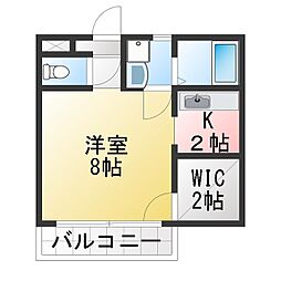 エスポワール2 1Kの間取図画像