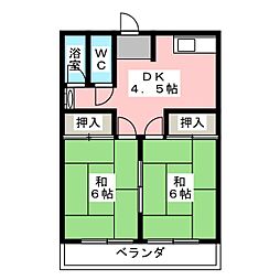 コーポ中島 2DKの間取図画像