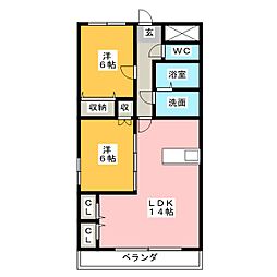 マイタウン松阪 2LDKの間取図画像