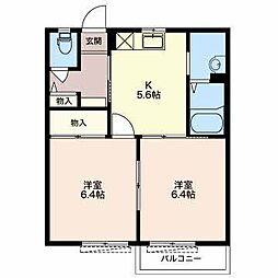 エーデルハイムA 2Kの間取図画像