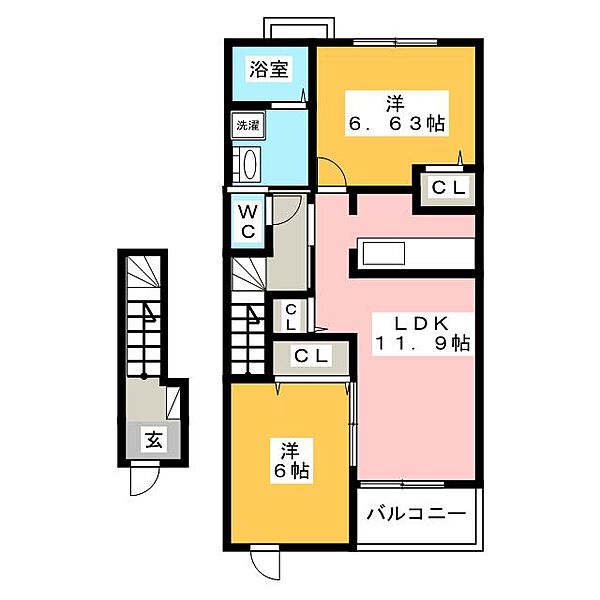 ピースリバー ｜三重県名張市東町(賃貸アパート2LDK・2階・58.86㎡)の写真 その2