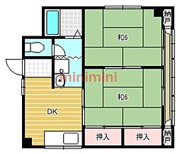 北野ビル 2DKの間取図画像