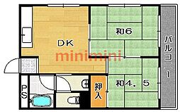佐藤第3マンション 2DKの間取図画像