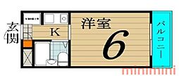ジョイフル富田 1Kの間取図画像