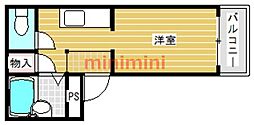 ハイネスゴールド ワンルームの間取図画像