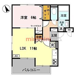 アーバンライフフミ 1LDKの間取図画像