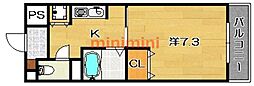ハイマートさつき 1Kの間取図画像