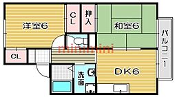 メゾンアサヒ2 2DKの間取図画像
