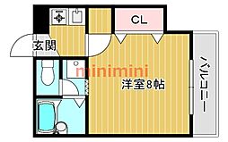 シティーハイツ高槻 1Kの間取図画像