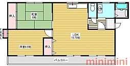 西町ハイツ 2LDKの間取図画像