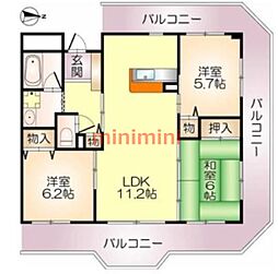 リヴェール春日 3LDKの間取図画像