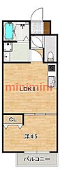 茨木市下穂積2丁目アパート 1LDKの間取図画像