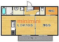 シャーメゾン豊川B棟 1LDKの間取図画像