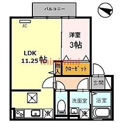 クラインガルテンA 1LDKの間取図画像