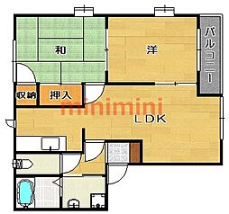 ジュネス南茨木B 2LDKの間取図画像
