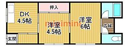 さくらコーポ 2DKの間取図画像