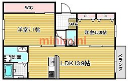 ソフィアコート鳥飼A 2LDKの間取図画像
