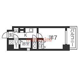シャルマンパレ淡路 1Kの間取図画像