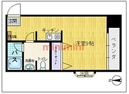 コトブキサンハイツ 1Kの間取図画像