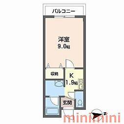 ヴェルドミール.AO 1Kの間取図画像